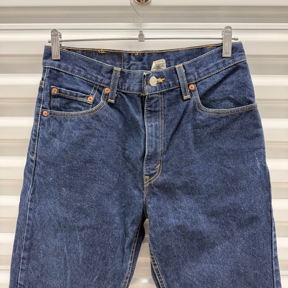 Levi Strauss Co 505 Regular Fit Straight Leg Dark Wash Denim Jeans Mens W30 L30 - Picture 5 of 8